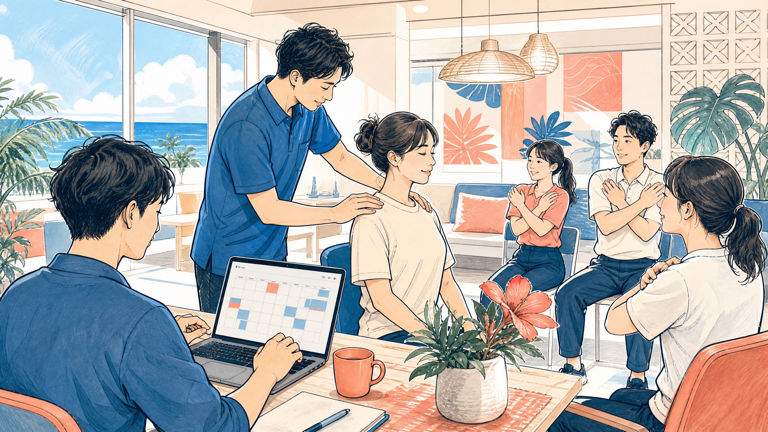 沖縄の企業で健康支援を届けるチームの匿名化イメージ